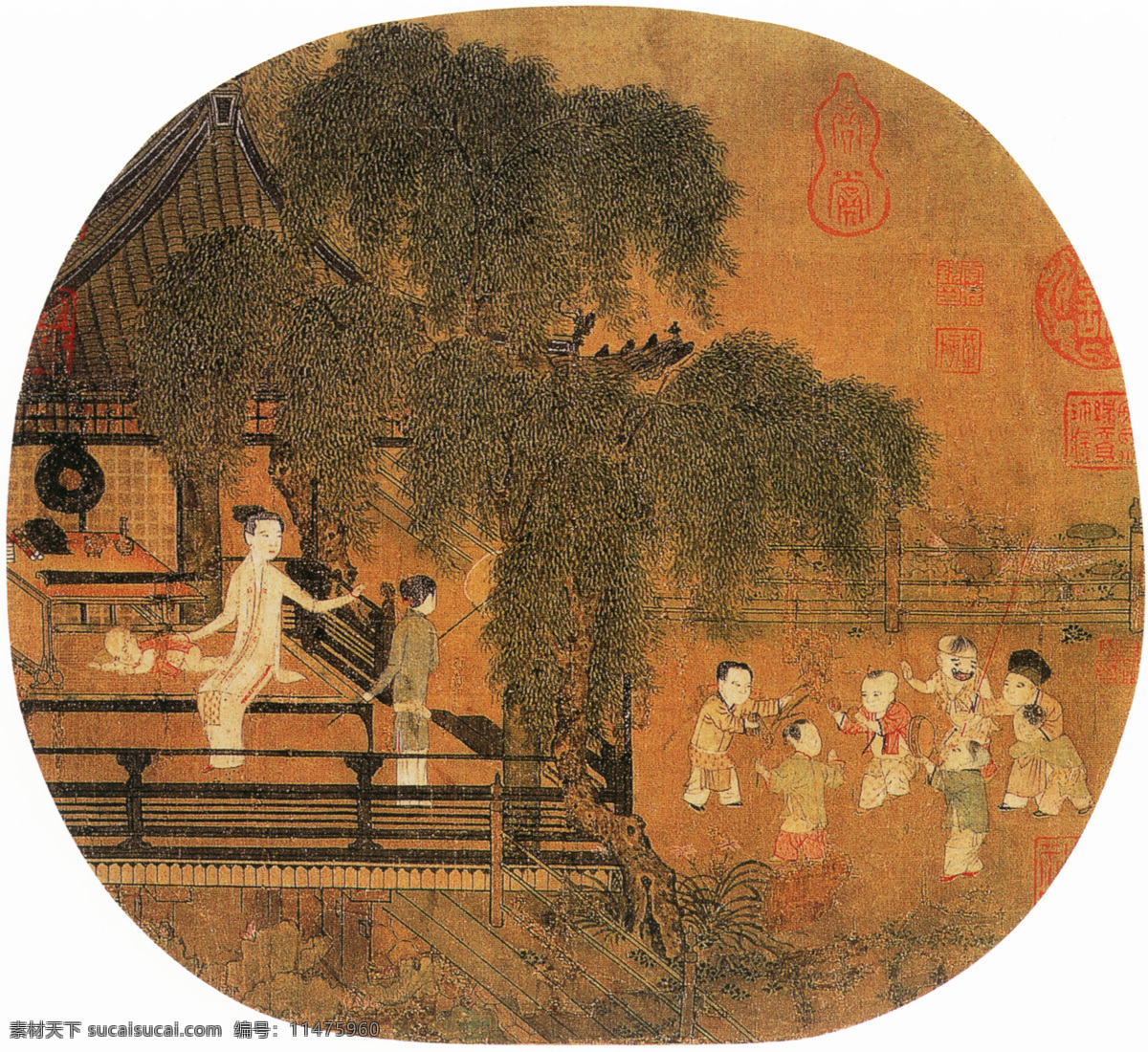 瑶台步月图 镜片 中国 古画 中国古画 设计素材 镜片名画 古典藏画 书画美术 白色