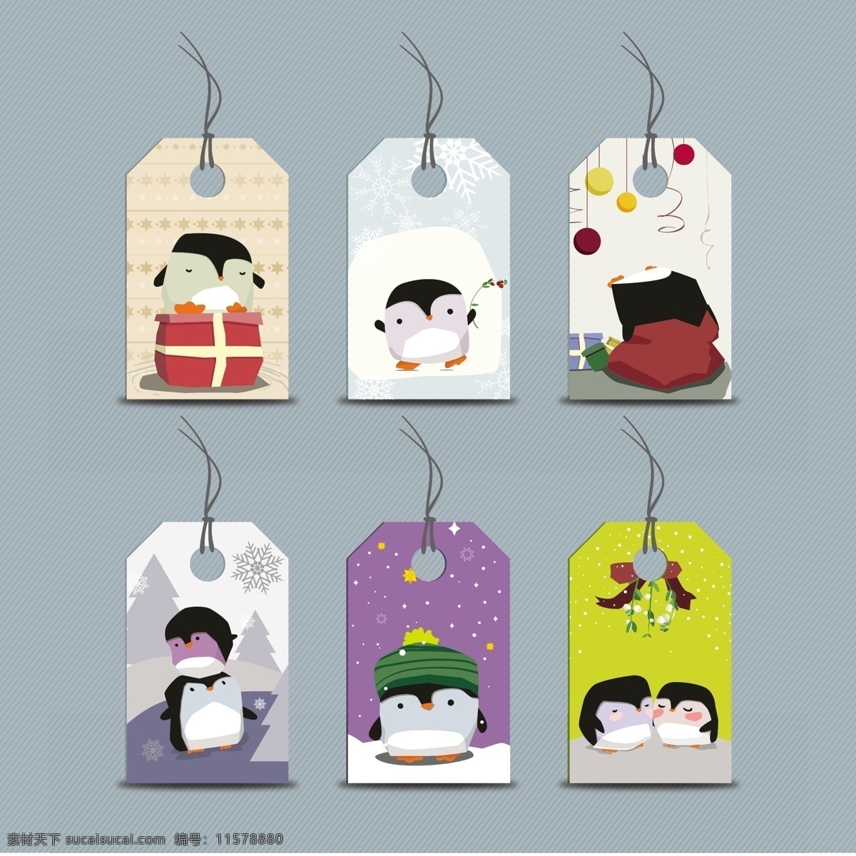 卡通 企鹅 标签 eps格式 插图 吊牌 冬天 搞笑 可爱 礼品 圣诞节 矢量 雪 海报 其他海报设计