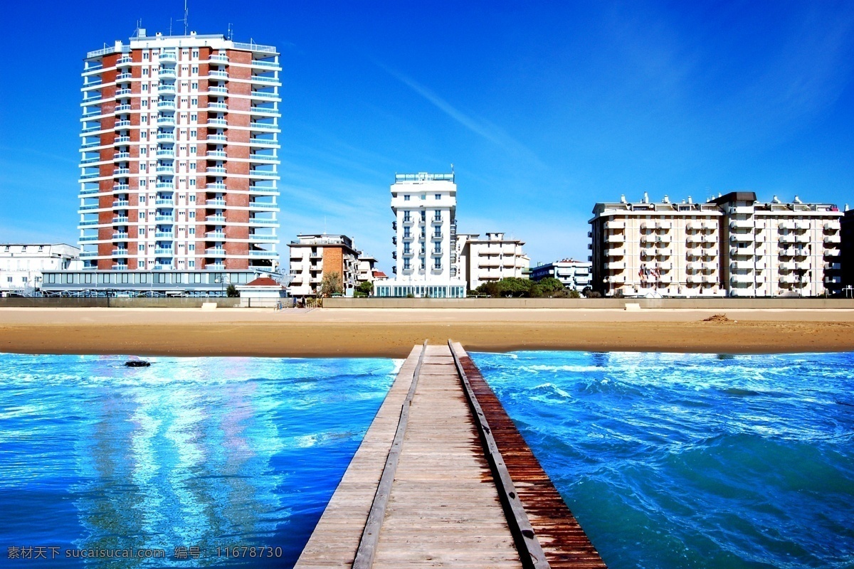 海与城市 海洋风景 大海 海平面 海面 海水 美丽风景 海景 木桥 海滨城市 海洋海边 自然景观 蓝色