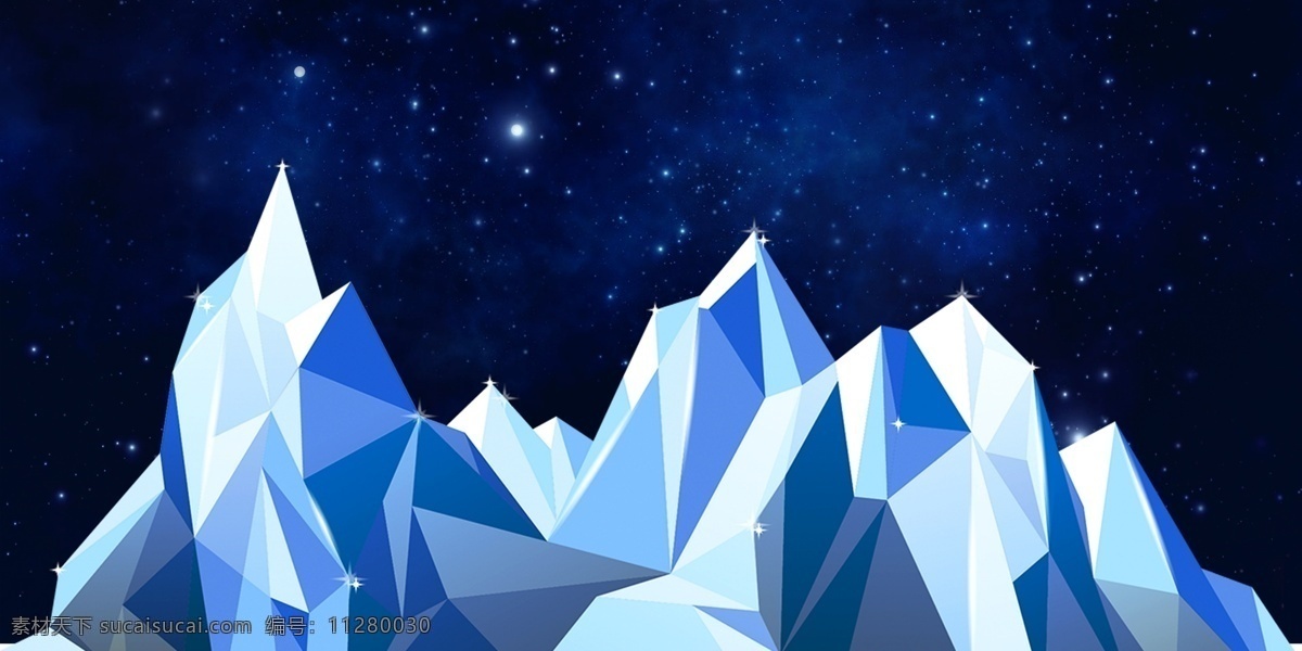 手绘 卡通 蓝色 云朵 冰山 背景 矢量 蓝色星空背景 冰川背景