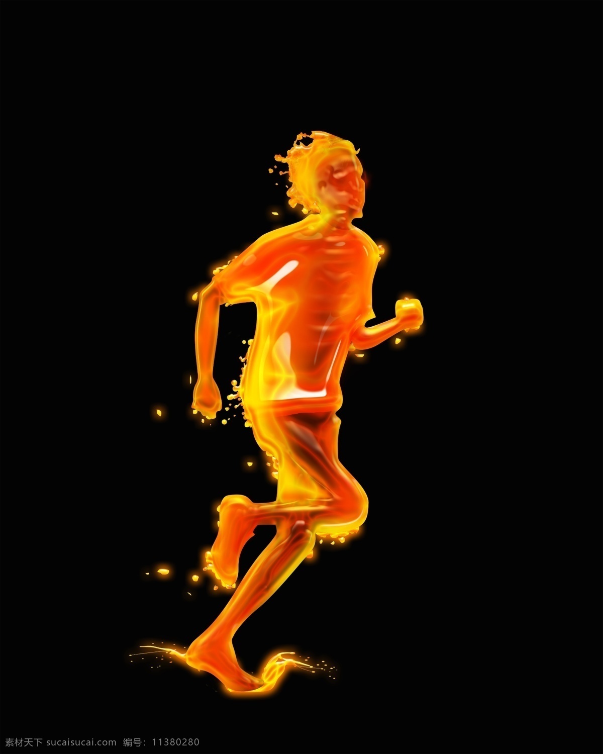 运动人物插画 分层 运动形象 火人 跑步