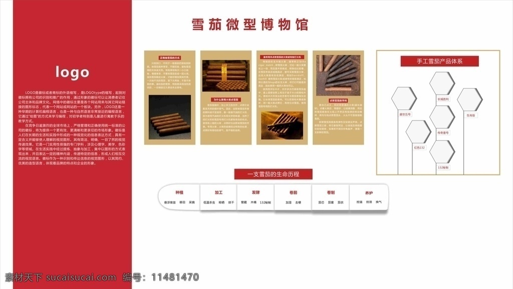 矢量 博物馆 形象 展示 墙 红色 黄色 文化 企业 形象展示 雪茄 vi设计