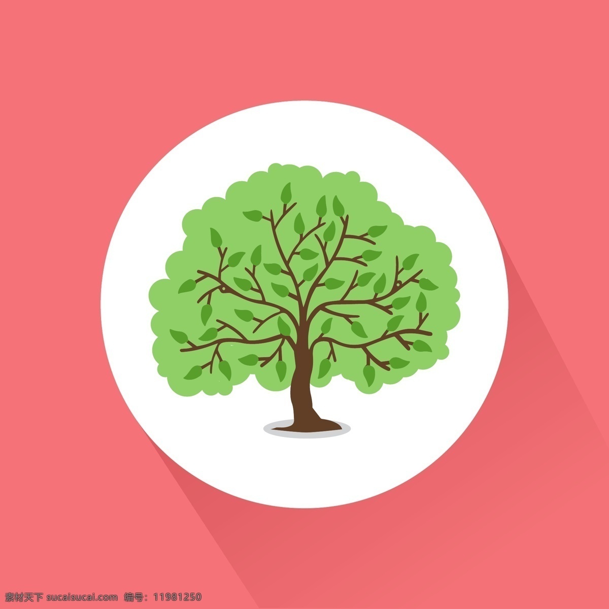 绿色的树图 树 标签 按钮 自然 绿色 平坦 森林 生态 环境 插图 树叶 粉色