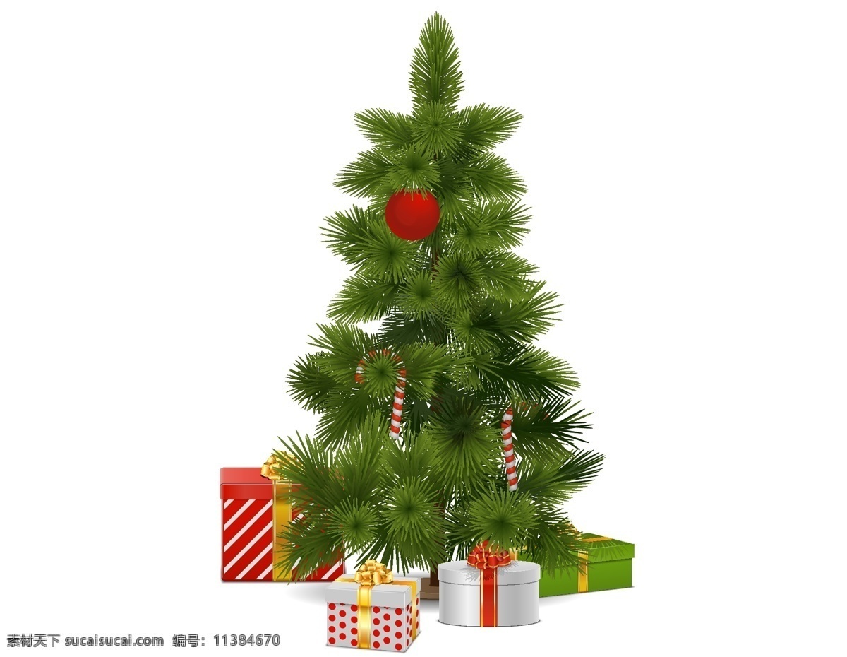 矢量 绿色 圣诞树 礼盒 元素 彩色礼盒 圣诞节 ai元素 免扣元素