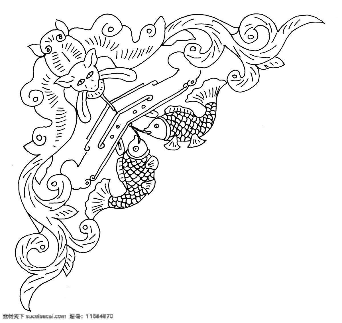双鱼 花纹 花纹图案 双鱼花纹 传统吉祥图腾 传统 图案 图腾 文化艺术