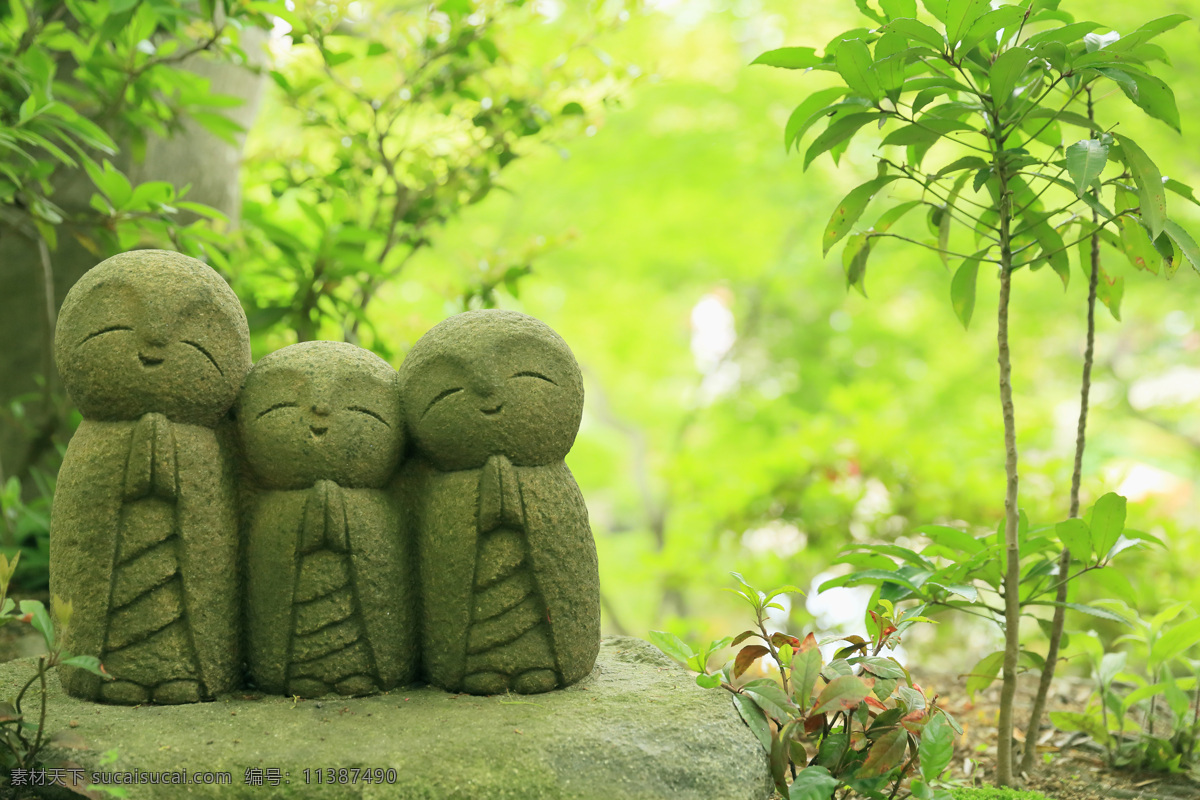 可爱雕像 菩萨 森林 日本风景