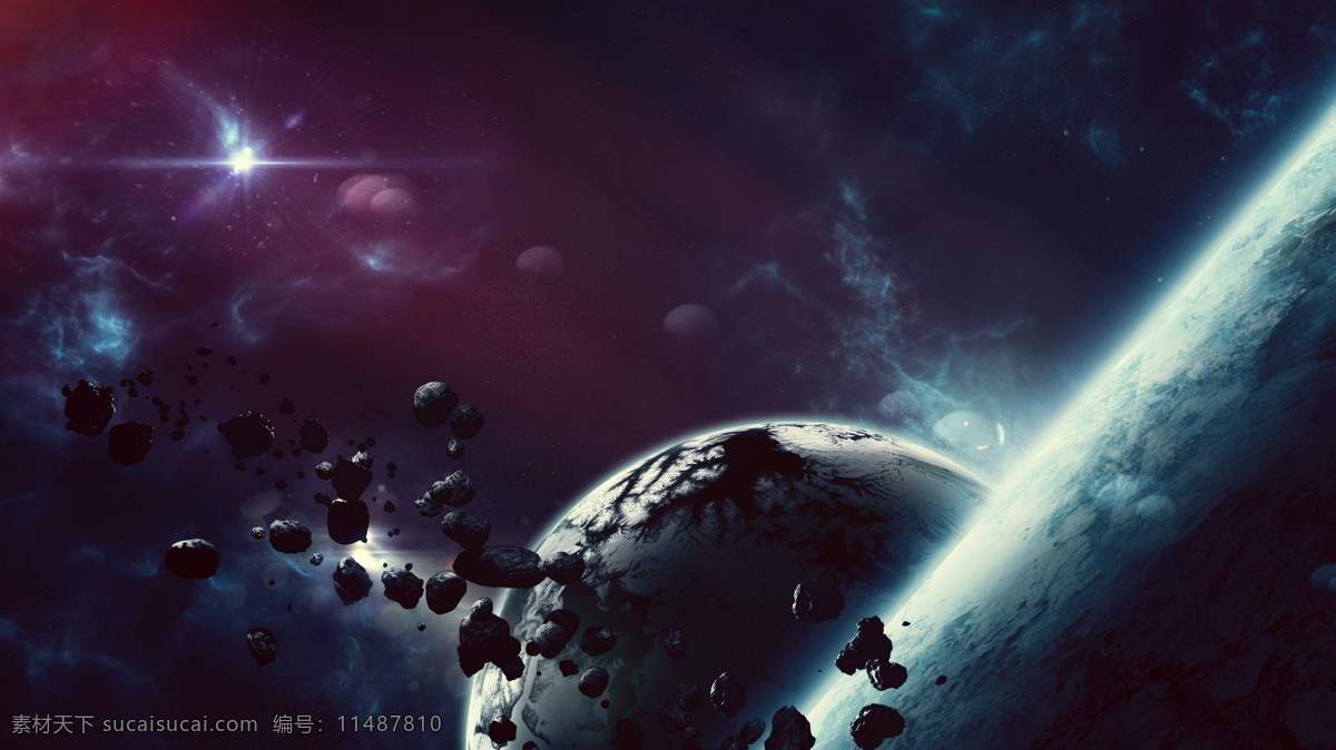 陨石 群 科幻 星球 宇宙 背景图片