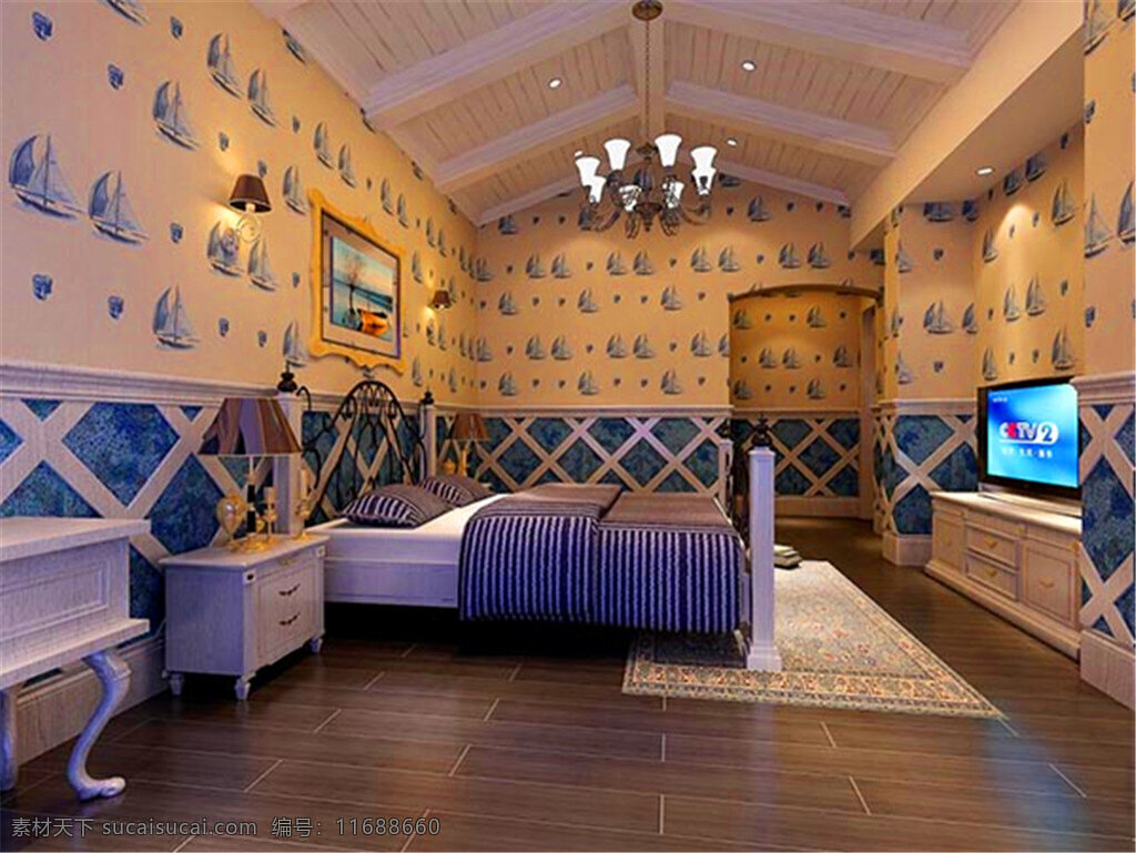 卧室3d模型 欧式卧室 清馨 宾馆 地板 卧室 个人房间 公寓 客厅 展示设计 样板房