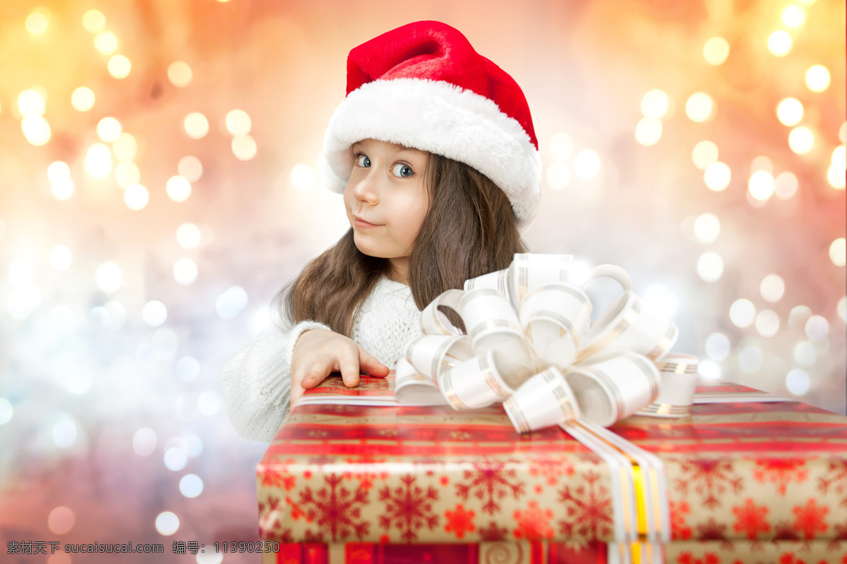 女孩 圣诞 礼物 盒 圣诞节 礼物盒 生活 人物 外国人物 儿童图片 人物图片