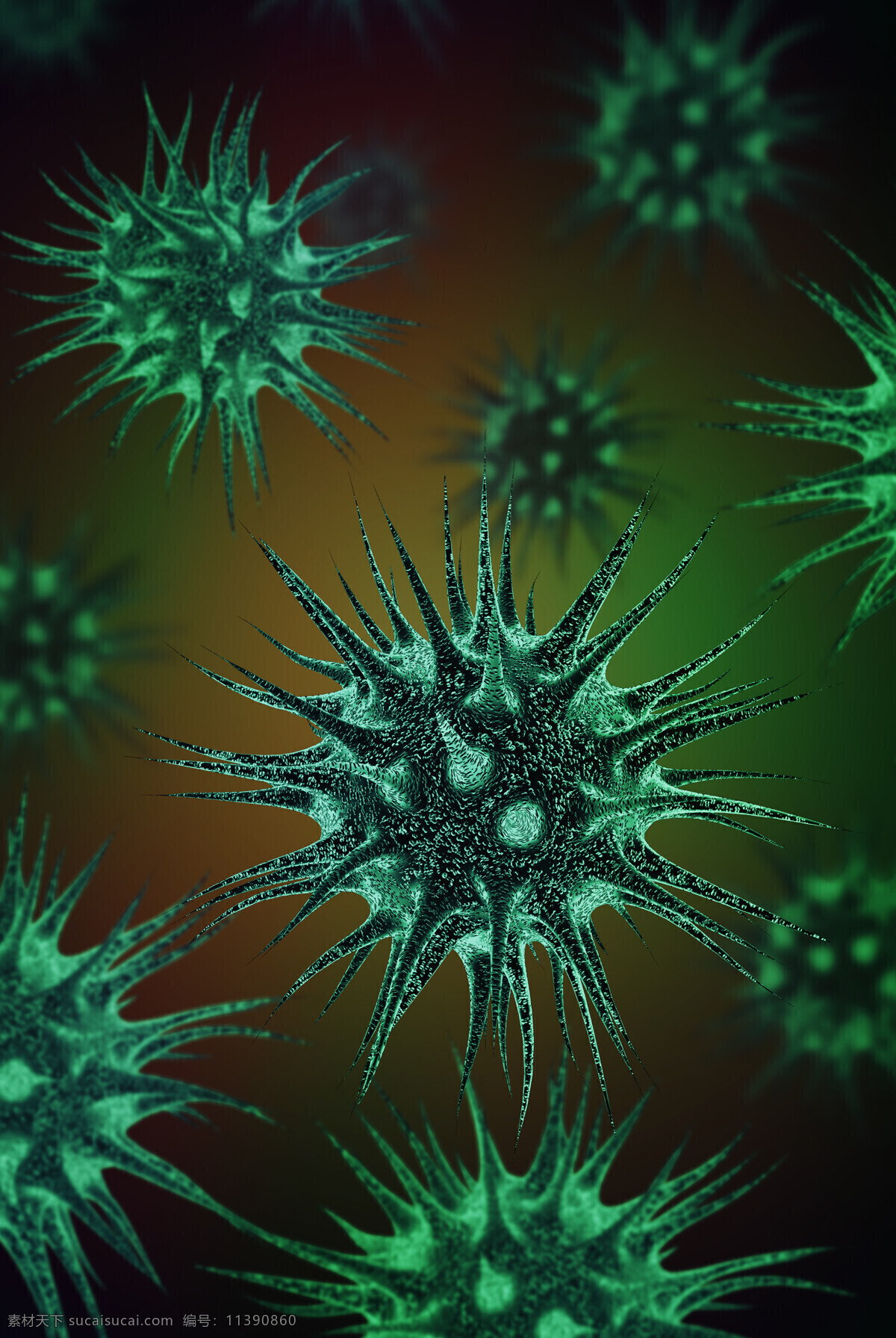 深绿 刺 病毒 病菌 细菌 细胞 身体细胞 医疗护理 现代科技