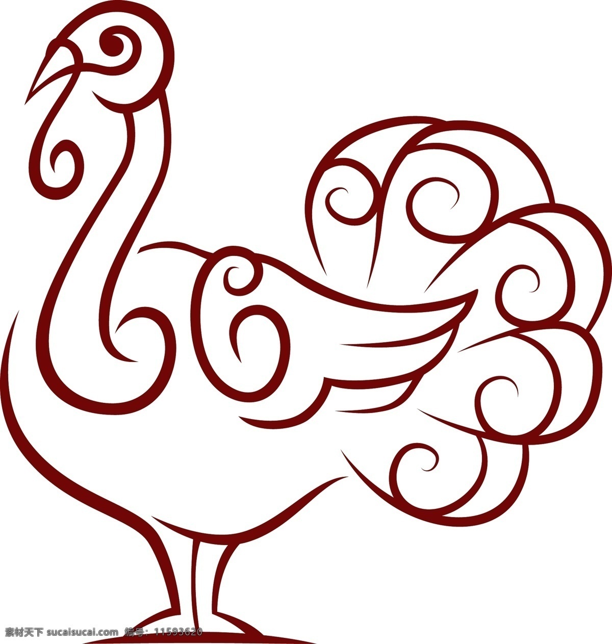 创意 手绘 火鸡 矢量 复活节 节日 动物 矢量图 白色
