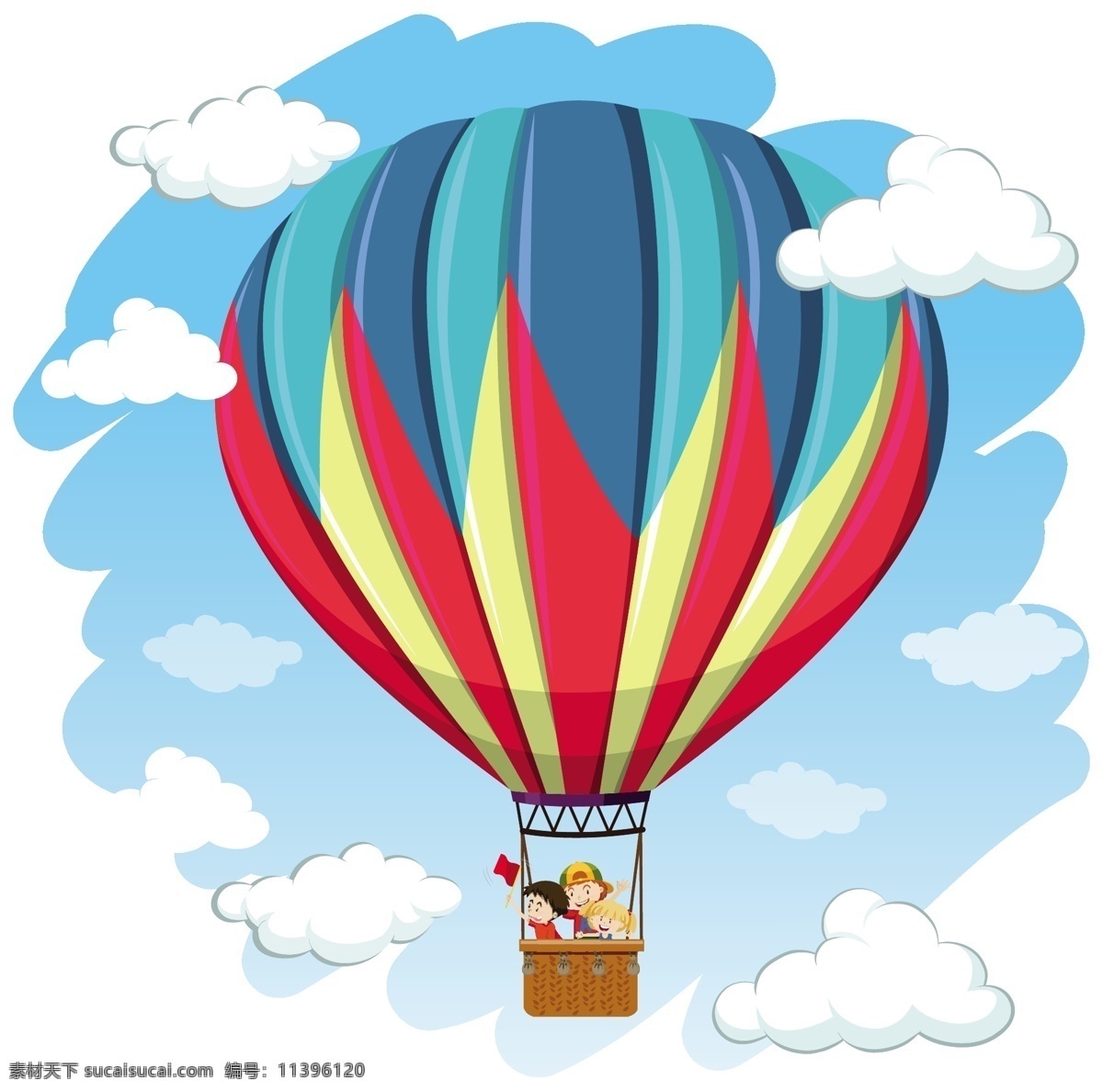 卡通热气球 气球背景 热气球 白云 矢量 庆祝 卡通设计 生日气球