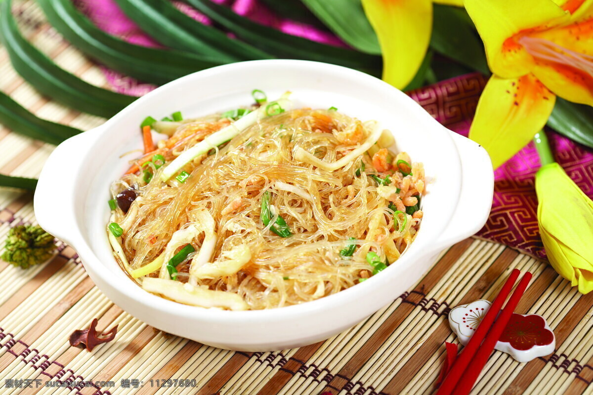 海米 粉丝 蟹 柳 煲 中华美食 中国美食 美食摄影 菜谱素材 餐饮美食