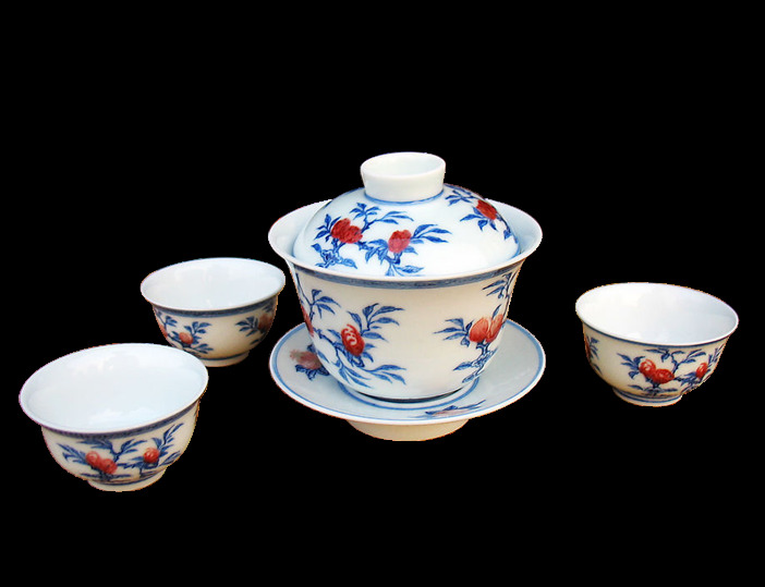 清新 蓝色 花纹 茶具 产品 实物 茶道 茶文化 产品实物 蓝色花纹