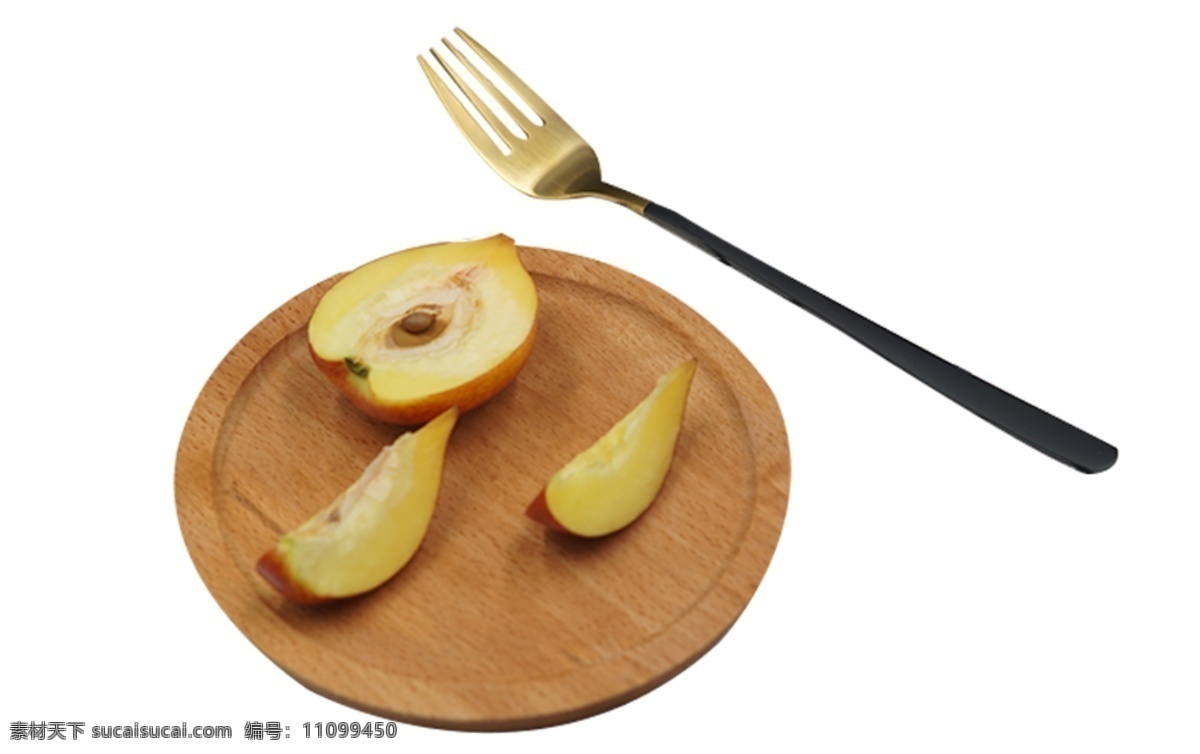 营养丰富黄桃 桃子 水果 叉子 摆好的水果