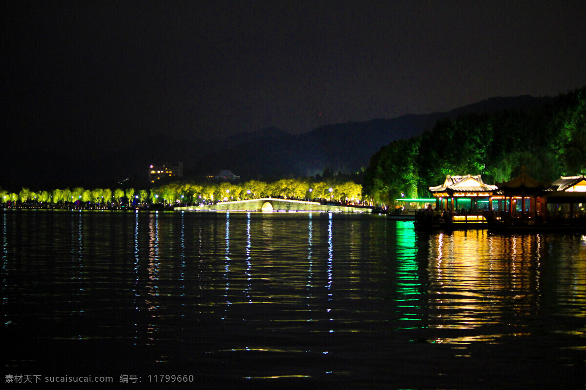 断桥影 杭州 西湖 断桥 夜景 灯光 旅游摄影 国内旅游