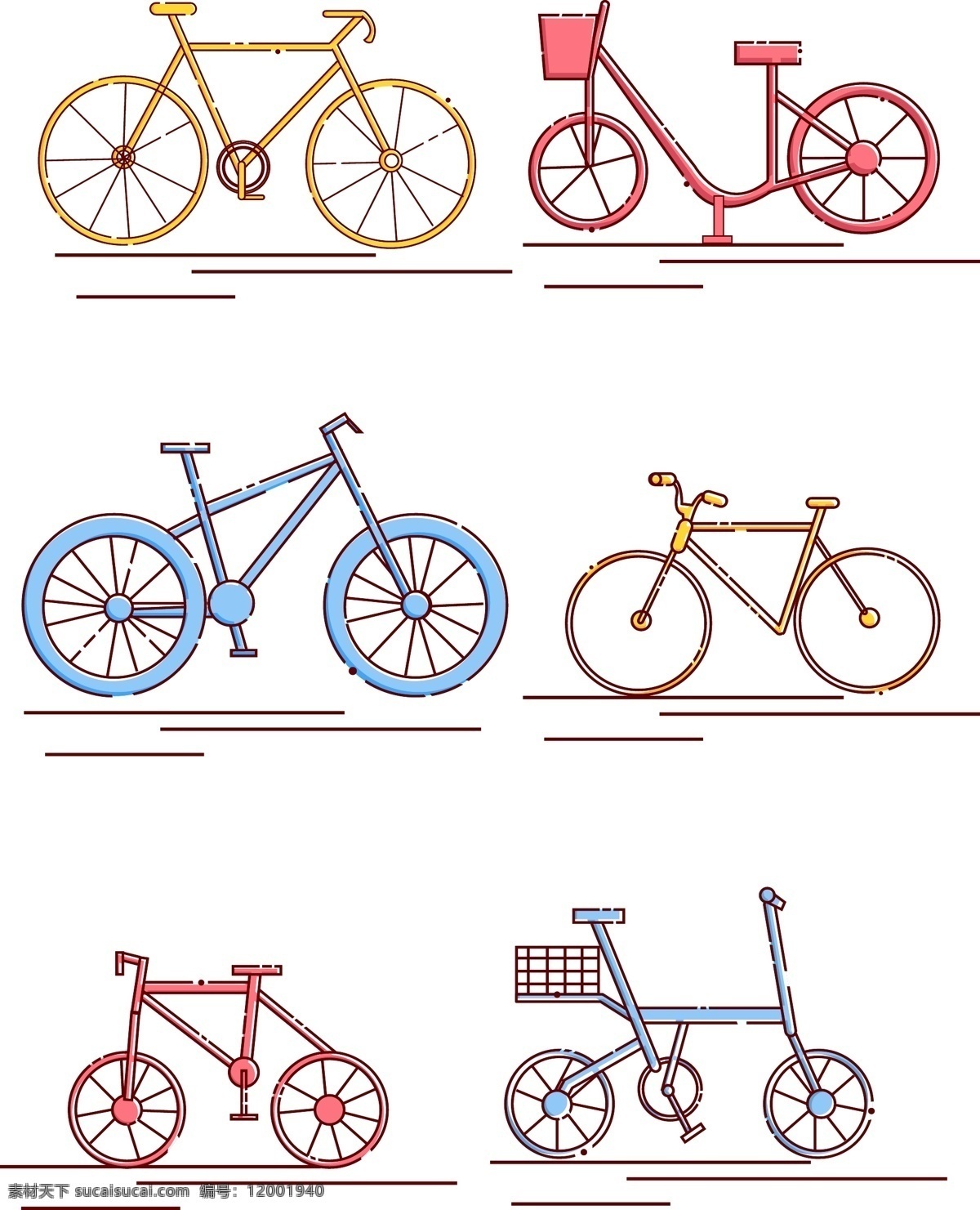 矢量 简约 可爱 卡通 交通工具 自行车 卡通自行车 矢量自行车 简约自行车