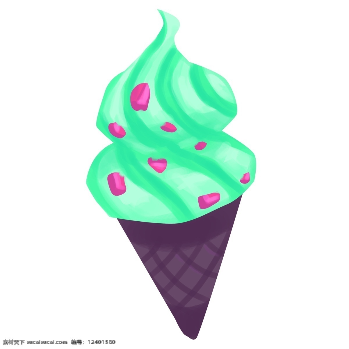抹 茶 冰淇淋 插画 绿色 冰镇 夏季
