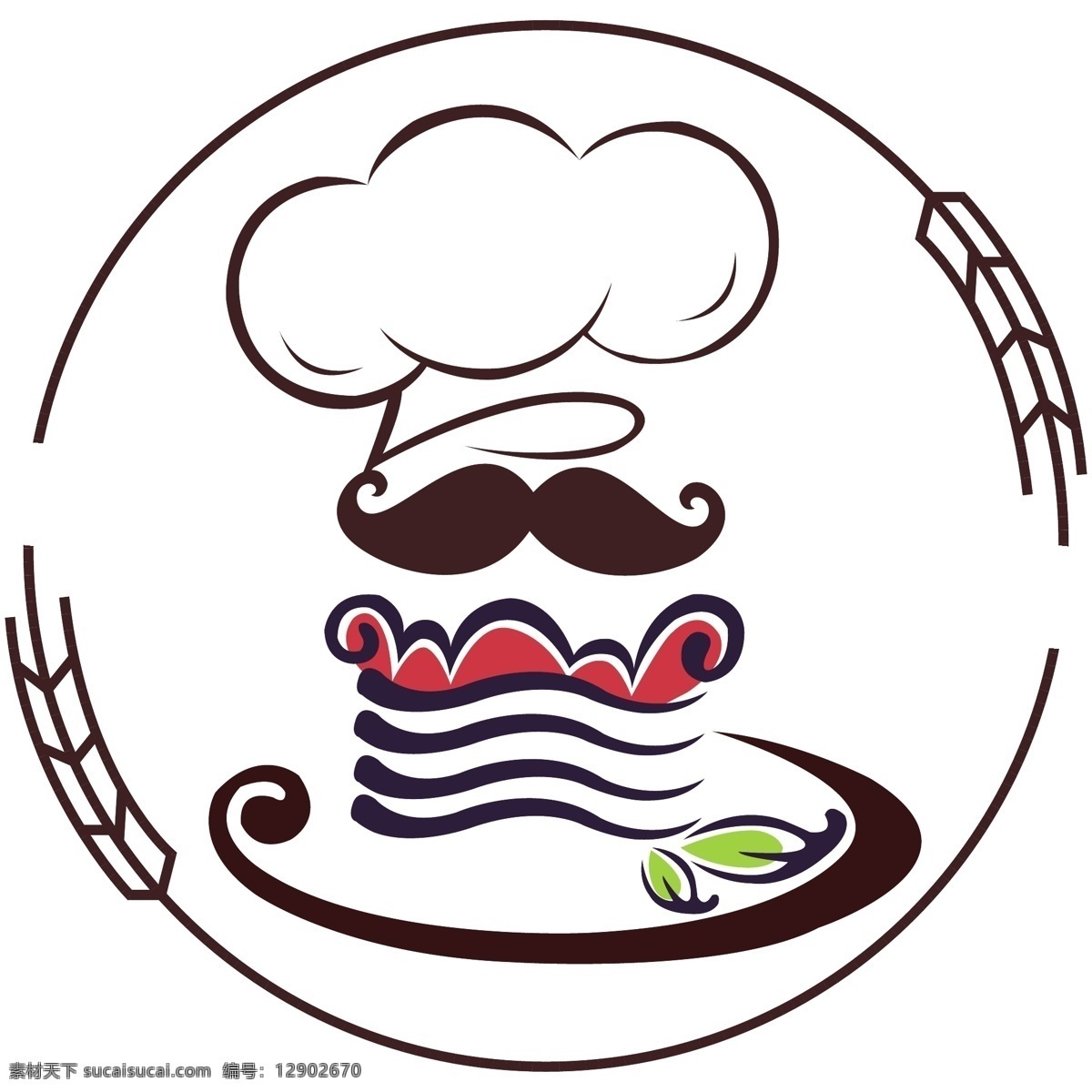 厨师logo 烘焙 厨师 logo 蛋糕 小麦 ai素材