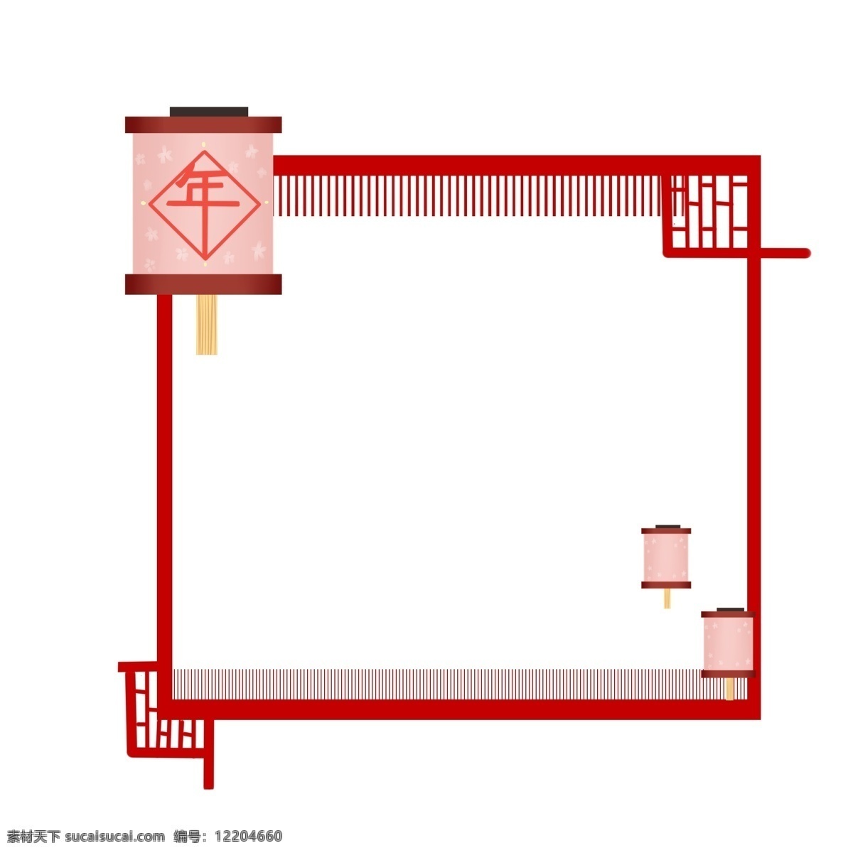 中国 风 红色 漂亮 边框 方形边框 中国风 鞭炮 热闹 中 国风 灯笼 方形风格灯笼 年字 新年 红色系