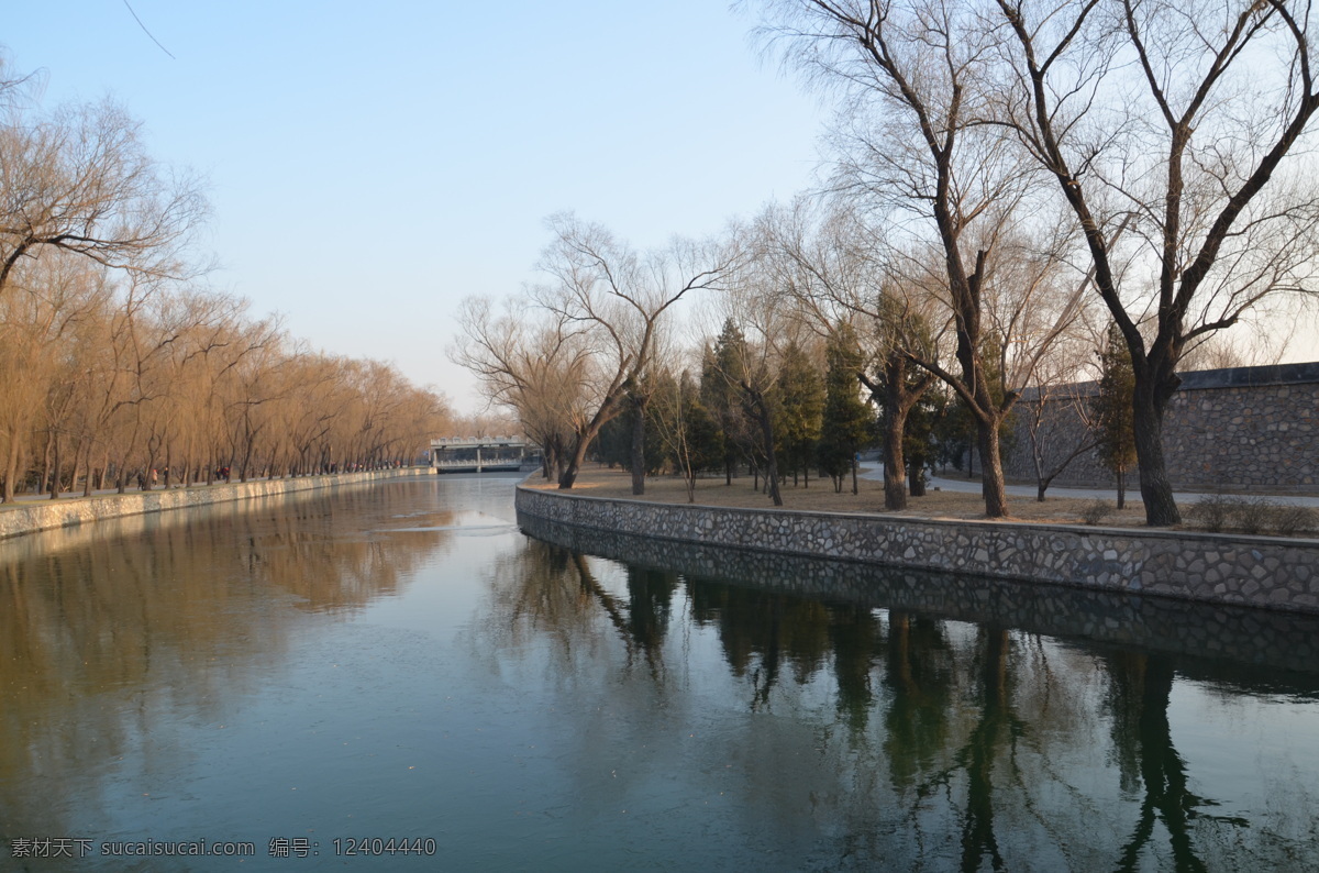 河流 河水 树木 颐和园 河道 风景记忆 自然景观 山水风景 灰色