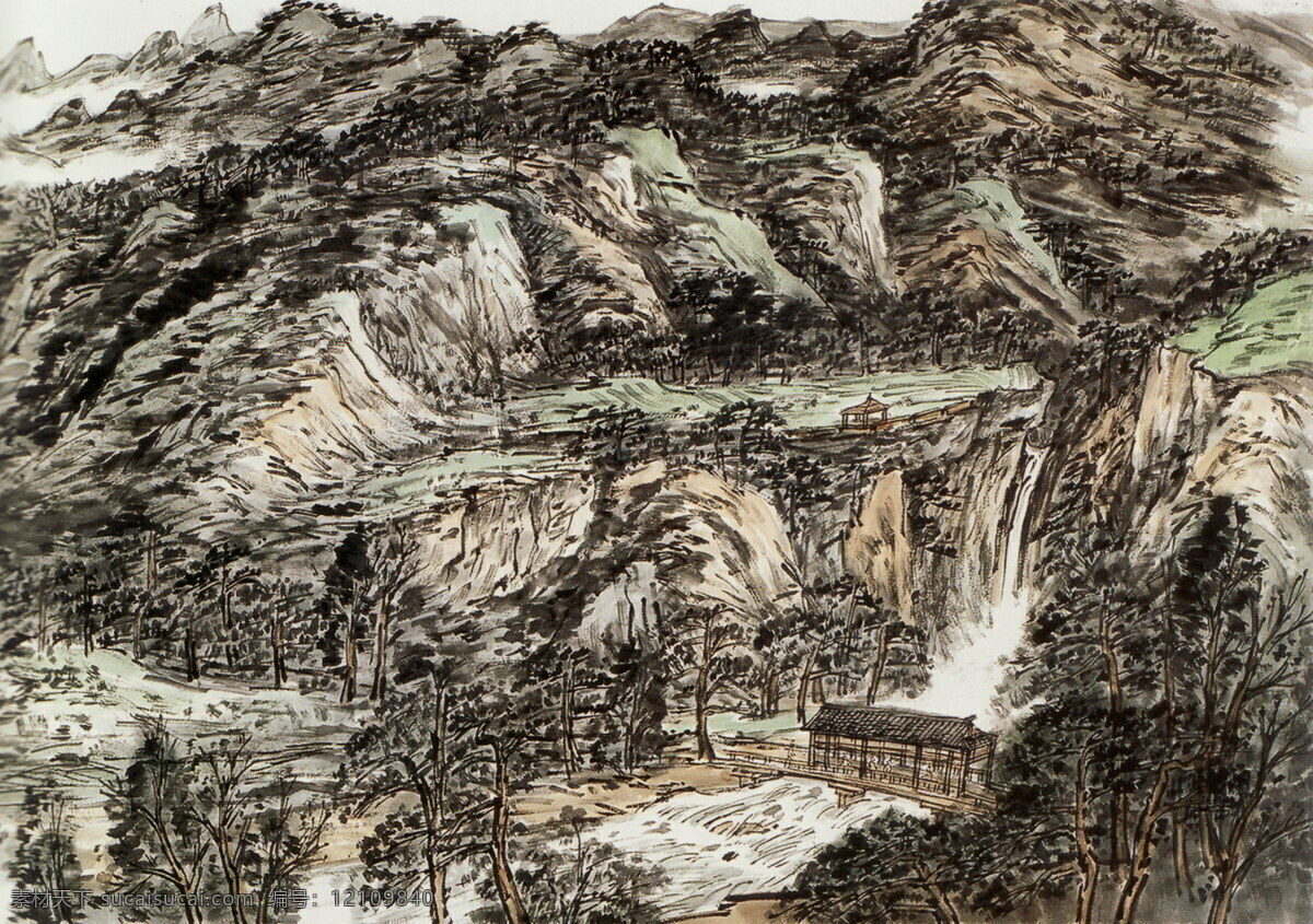 彩色 手绘 山水画 国画 油画 插画 装饰画 无框画 底纹背景 彩绘 素描 中国风 书画文字 文化艺术