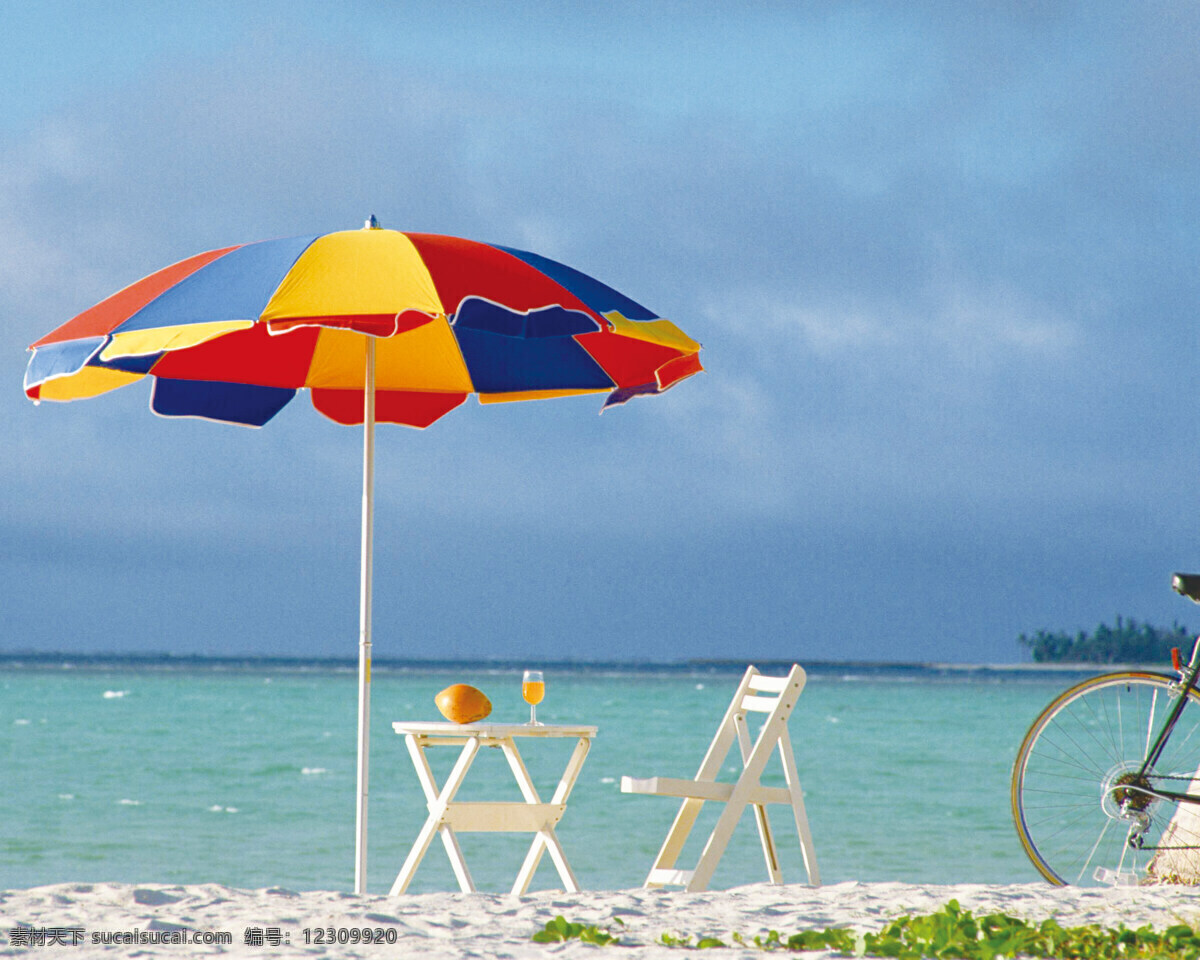 太阳伞 海边 海边风光 自然风景 自然景观