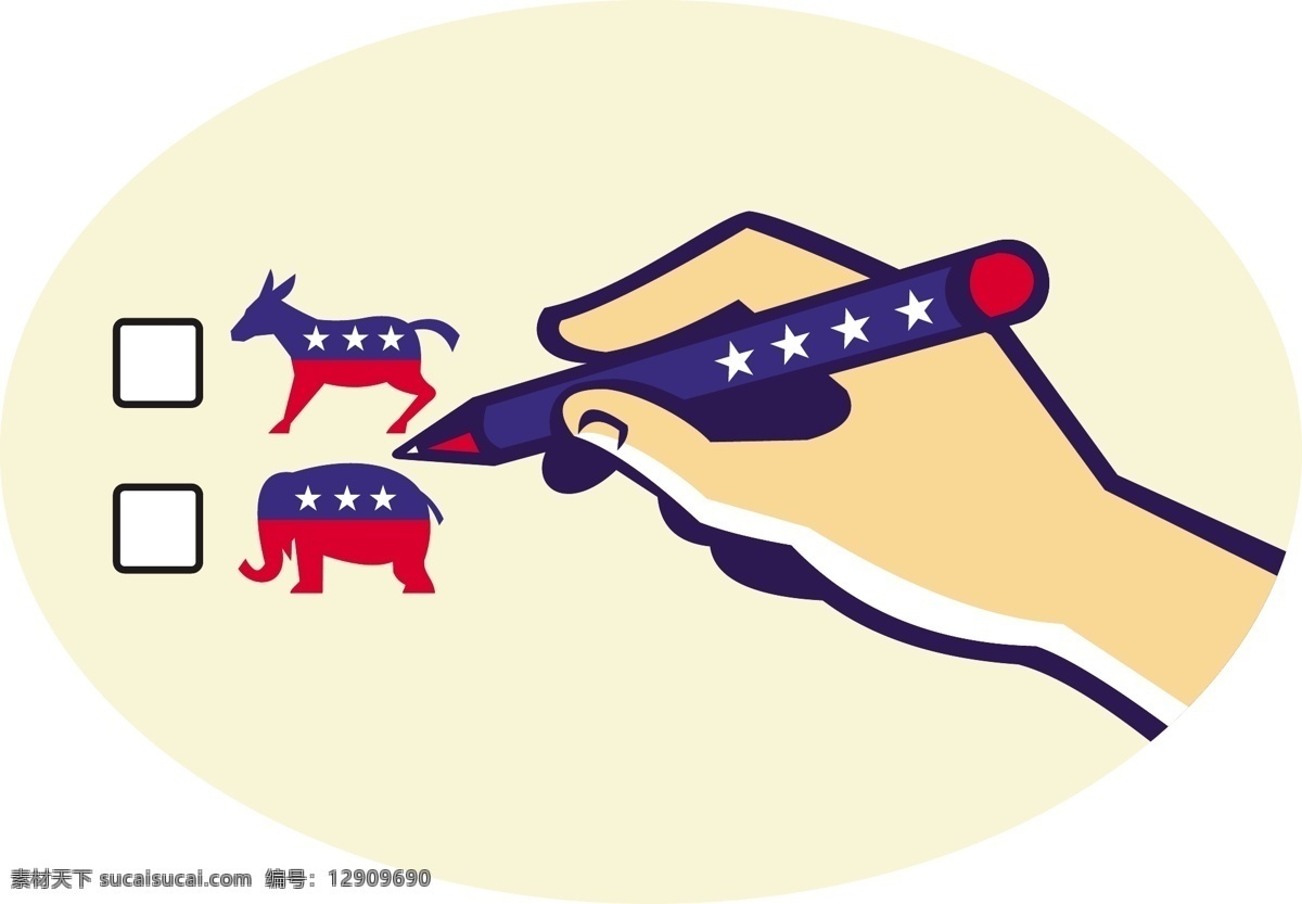 手 握 笔 投票 美国 大选 矢量图 日常生活