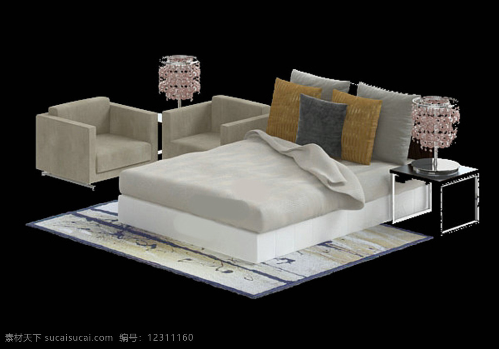 3d 模型 模板下载 素材图片 3d模型 3dmax 床 3d设计模型 源文件 室内模型 max 室内 黑色