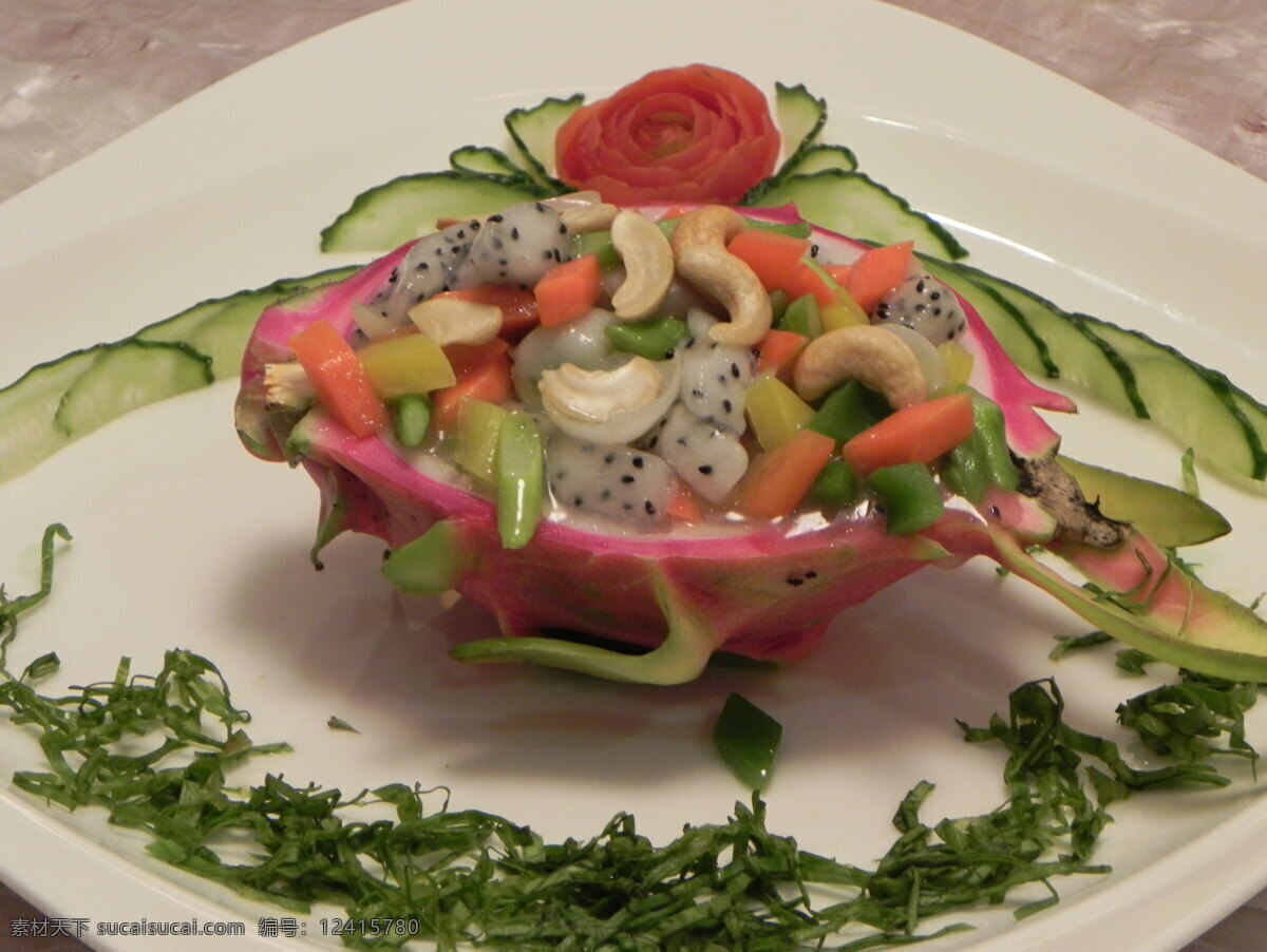 炒三丁 火龙果 炒腰豆 炒火龙果粒 中餐 菜式 素食 素菜 炒菜 传统美食 餐饮美食