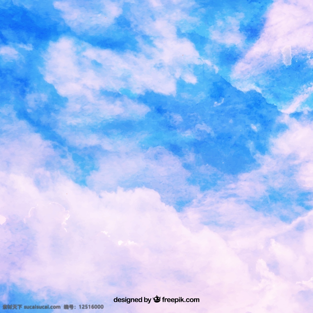 水彩 绘 晴朗 天空 矢量 蓝天 云 文化艺术 绘画书法