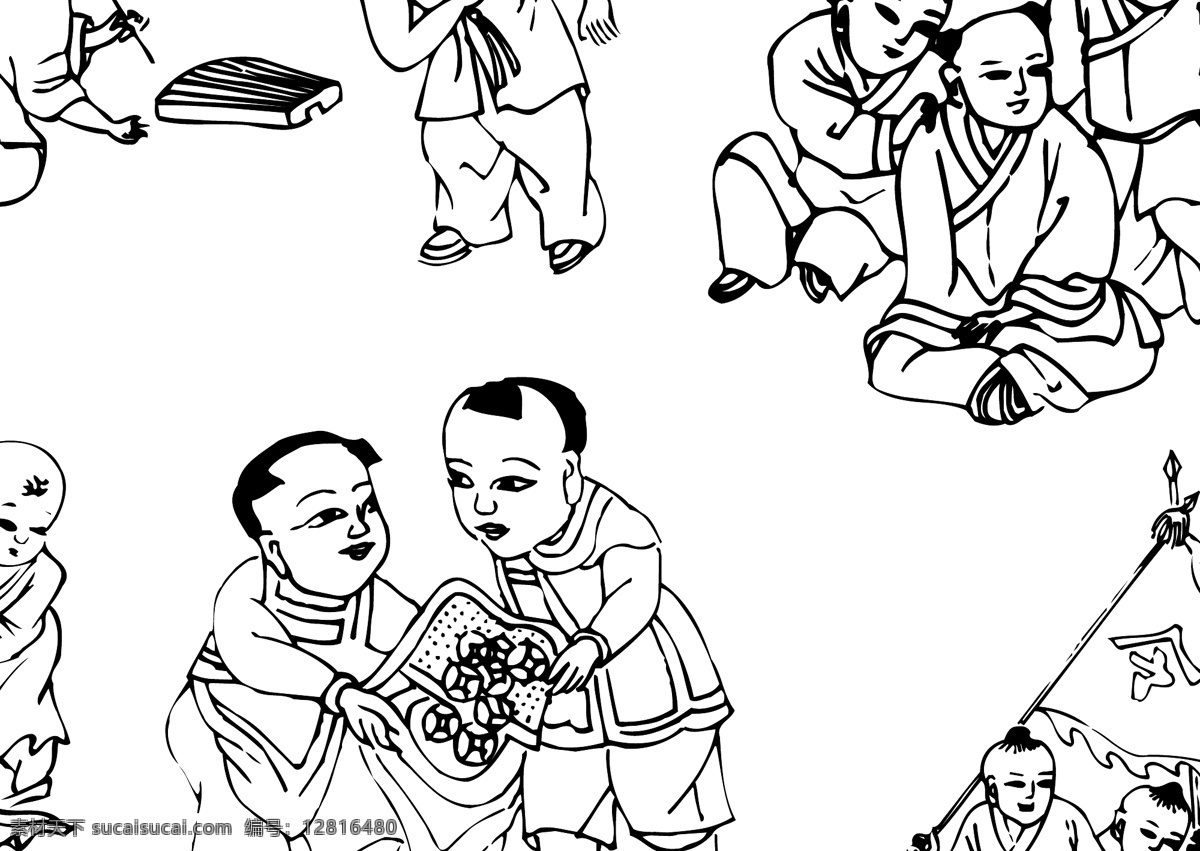 古代 小孩 传统文化 古代小孩 年画 文化艺术 中国风