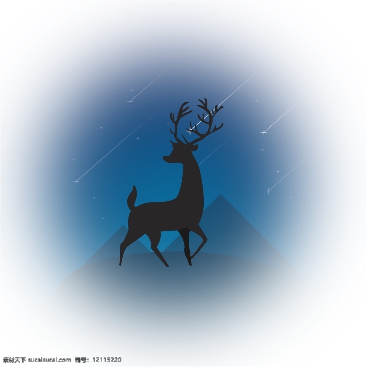 星空 下 麋鹿 不 迷路 原创 元素 剪影 动物 星星 圣诞 配图