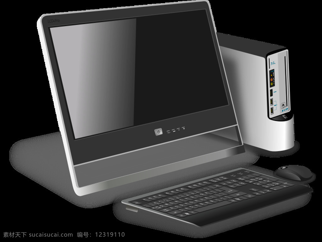 通用 办公 桌面 cpu 办公室 计算机 监控 键盘 鼠标 装置 硬件 现代的 逼真的 插画集