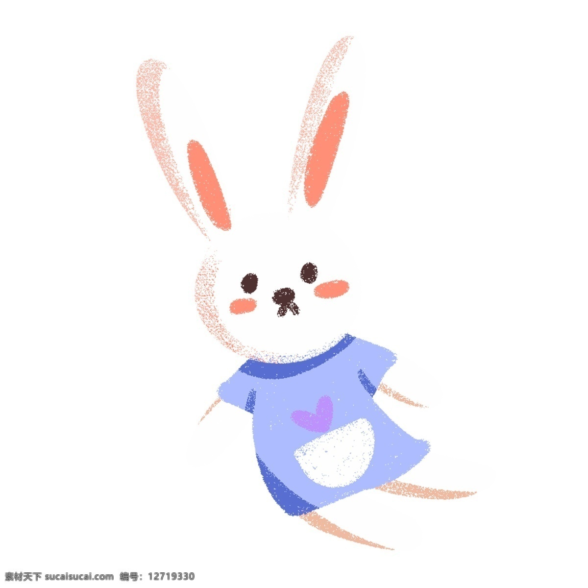 蓝色 衣服 可爱 小 兔子 玩偶 绘画 插画元素 设计元素 卡通 彩色 简约 小清新 精致