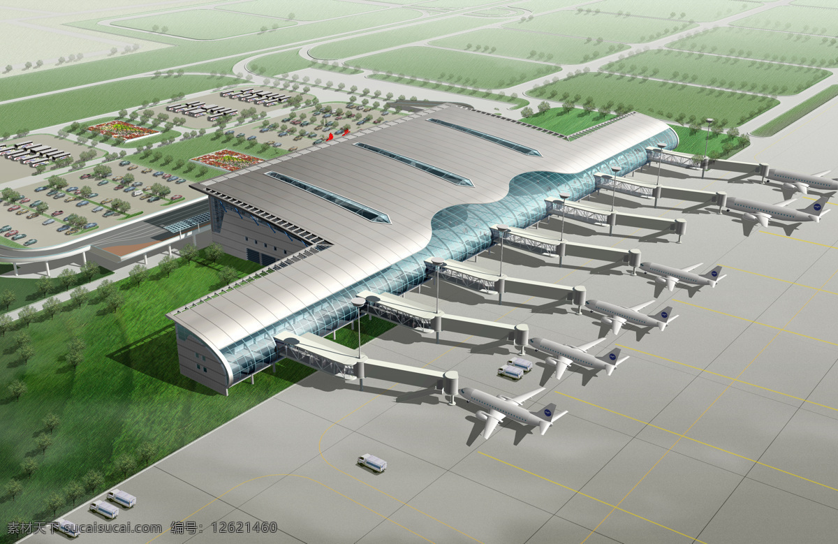 龙 家堡 机场 航站楼 飞机 飞机场 机场鸟瞰图 机场效果图 建筑效果图 建筑工程 设计图库 环境设计 建筑设计
