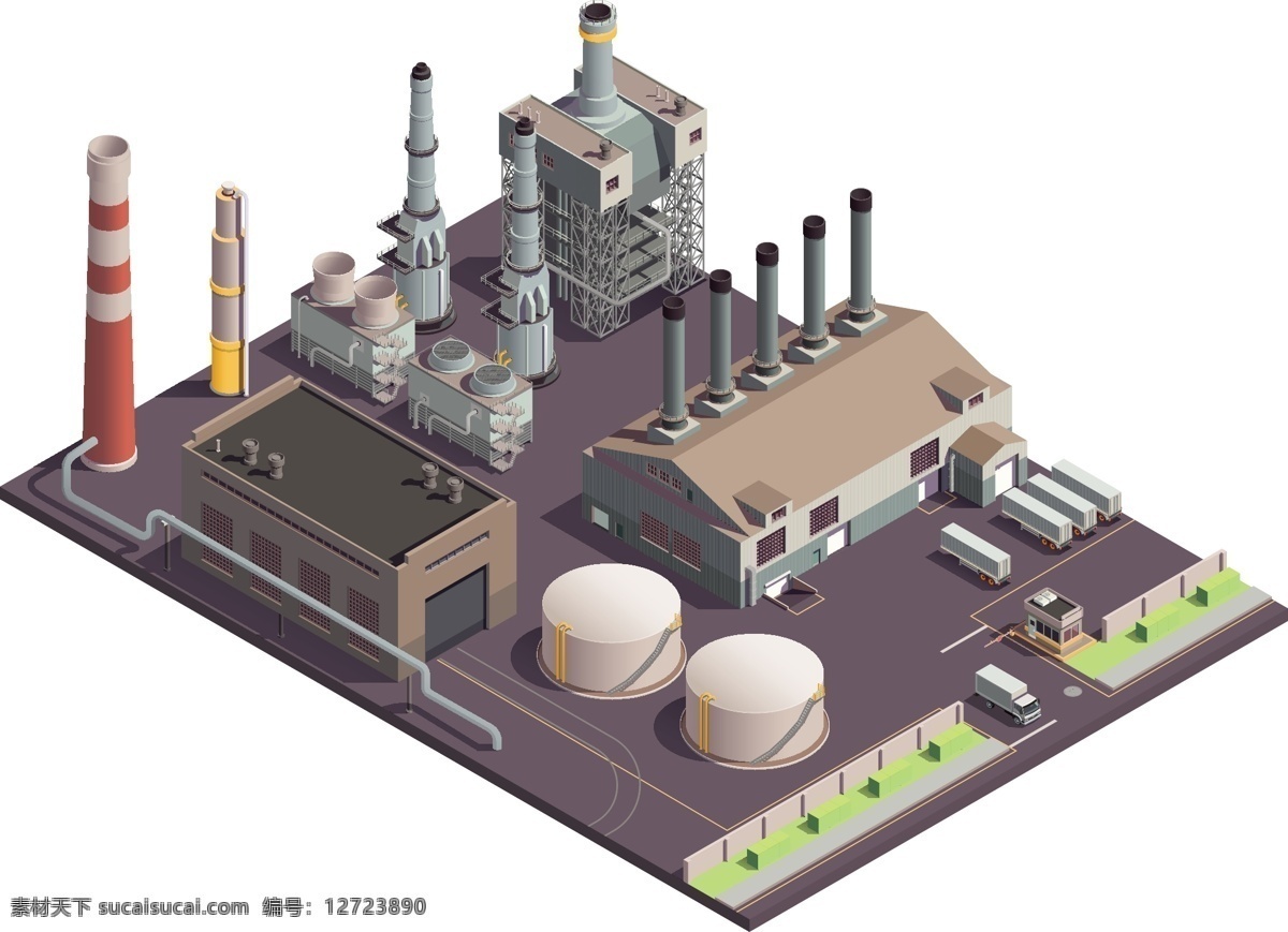 工厂 厂房 设备 等距模型 等距视图 立体 现代科技 工业生产