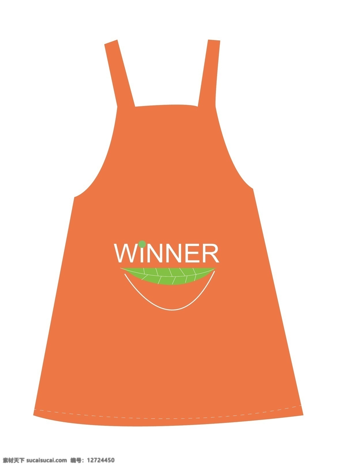 创意围裙 橘色背景 绿色 winner 绿叶 test 生活百科 生活用品
