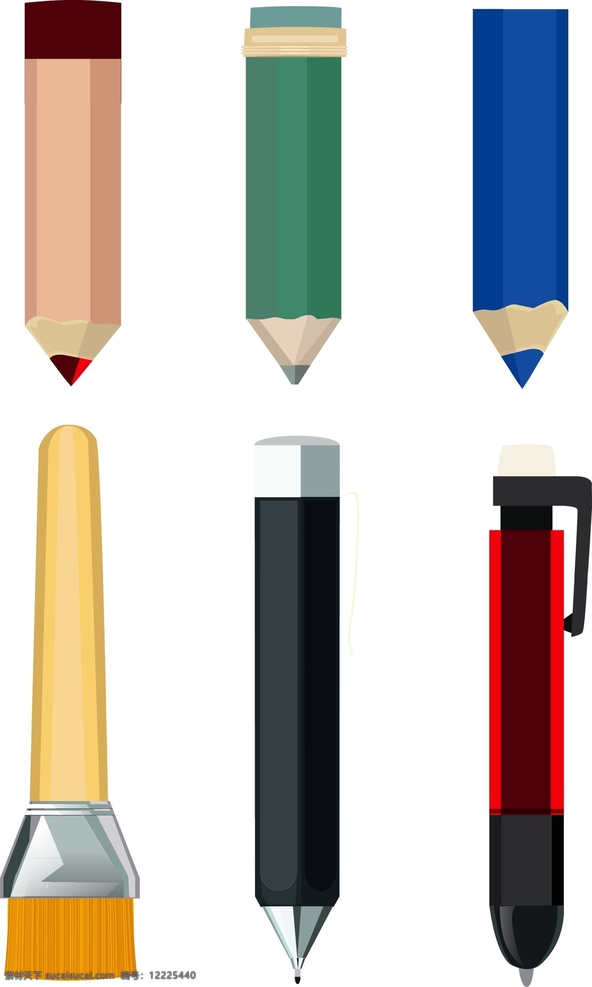 开学 季 矢量 文具 画笔 组 元素 铅笔 刷子 装饰图案 自动铅笔 花纹 amp 背景 免 抠 图 标志图标 其他图标
