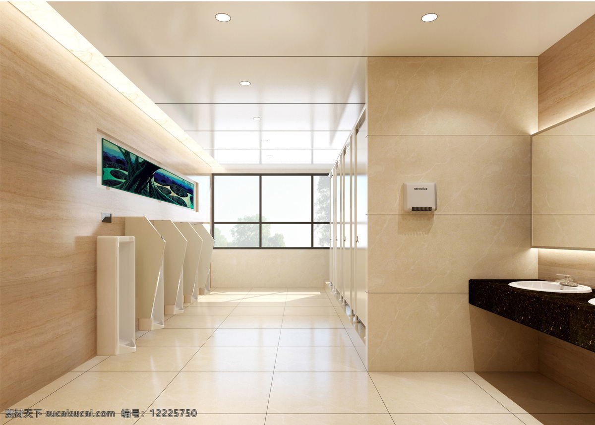 室内效果图 工装效果图 办公楼 公厕 洗手间 公共卫生间 3d设计 3d作品