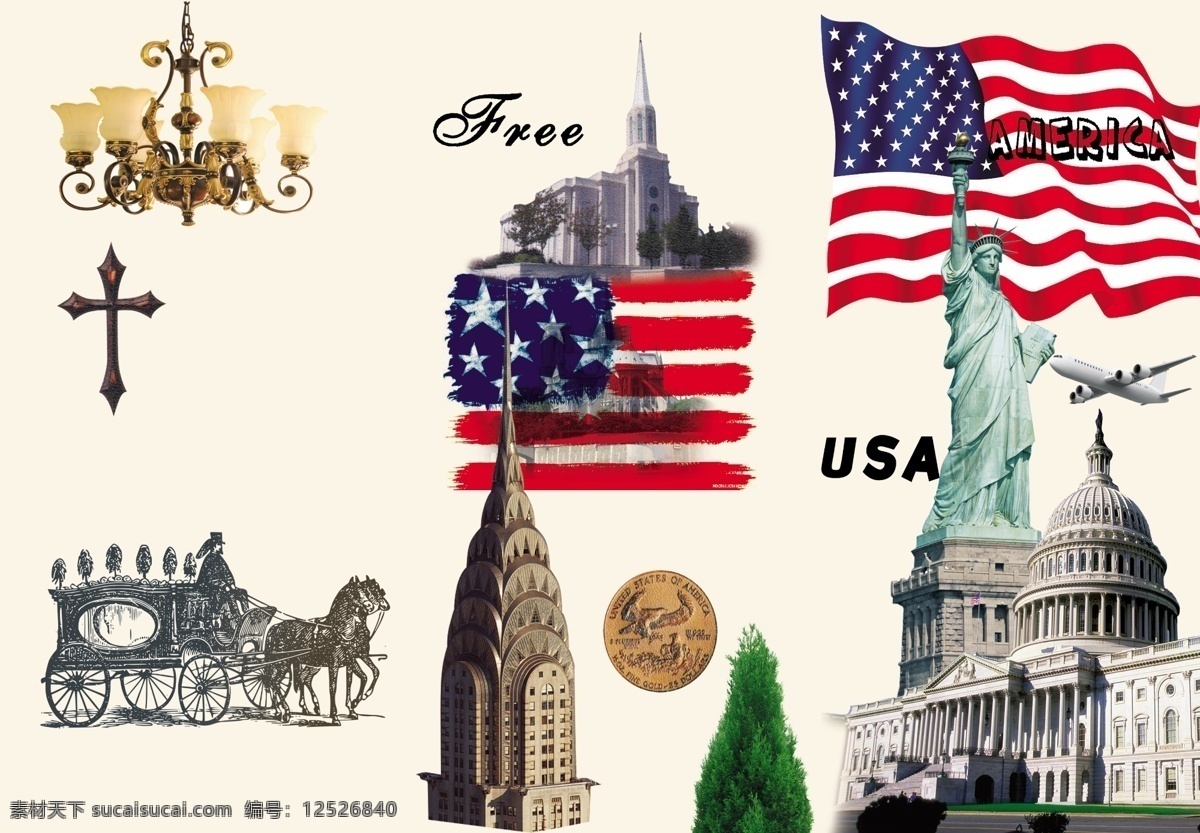 欧美 高清 白宫 建筑 马车 美国国旗 欧美复古 自由女神 欧美风情 原创设计 原创包装设计