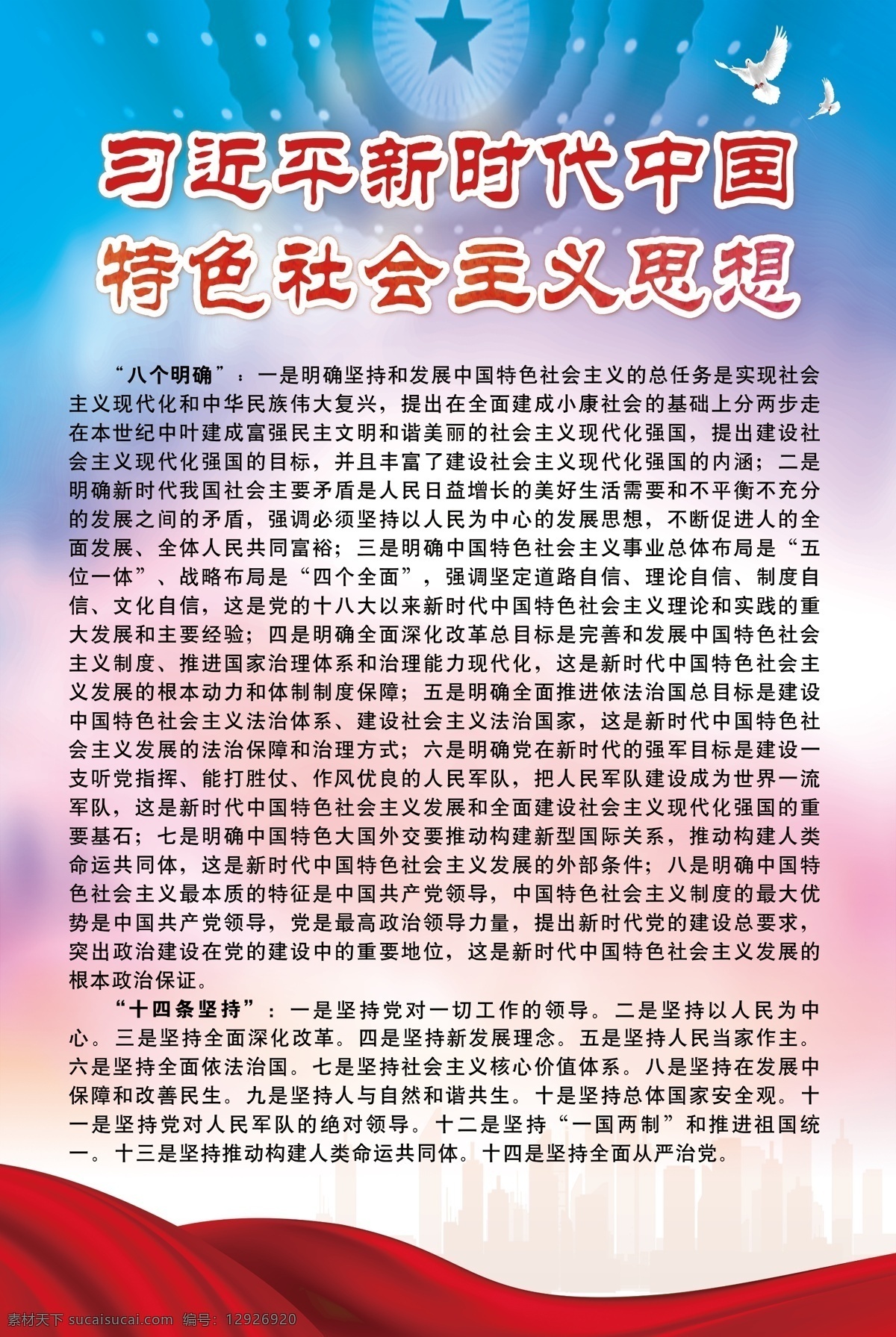 新时代 中国特色 社会主义 思想 社会主义思想 八个明确 展板 宣传 海报 坚持和发展 基本方略 分层