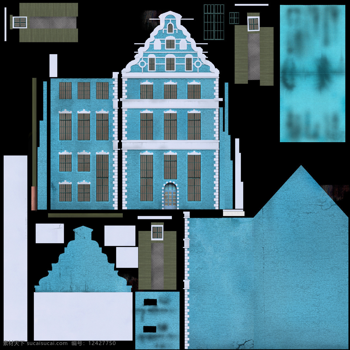 现代 欧式 建筑 场景 模型 矢量图 楼房 max