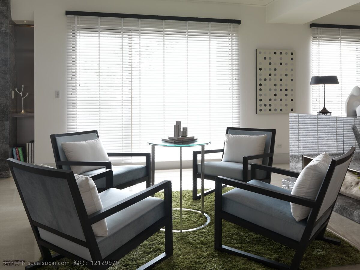 简约 客厅 灰色 地毯 装修 效果图 壁画 方形吊顶 灰色地板砖 砂质窗帘 台灯 椅子