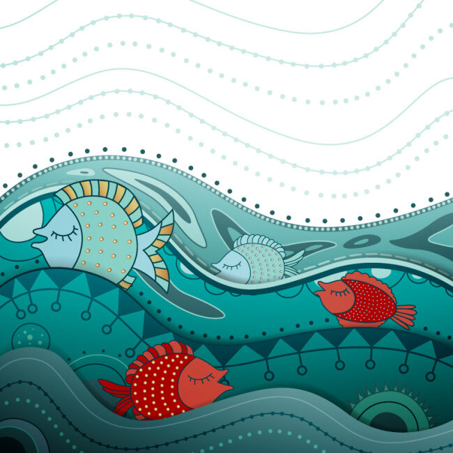 童趣 海洋鱼类 插画 矢量 海洋 鱼儿 矢量图 其他矢量图