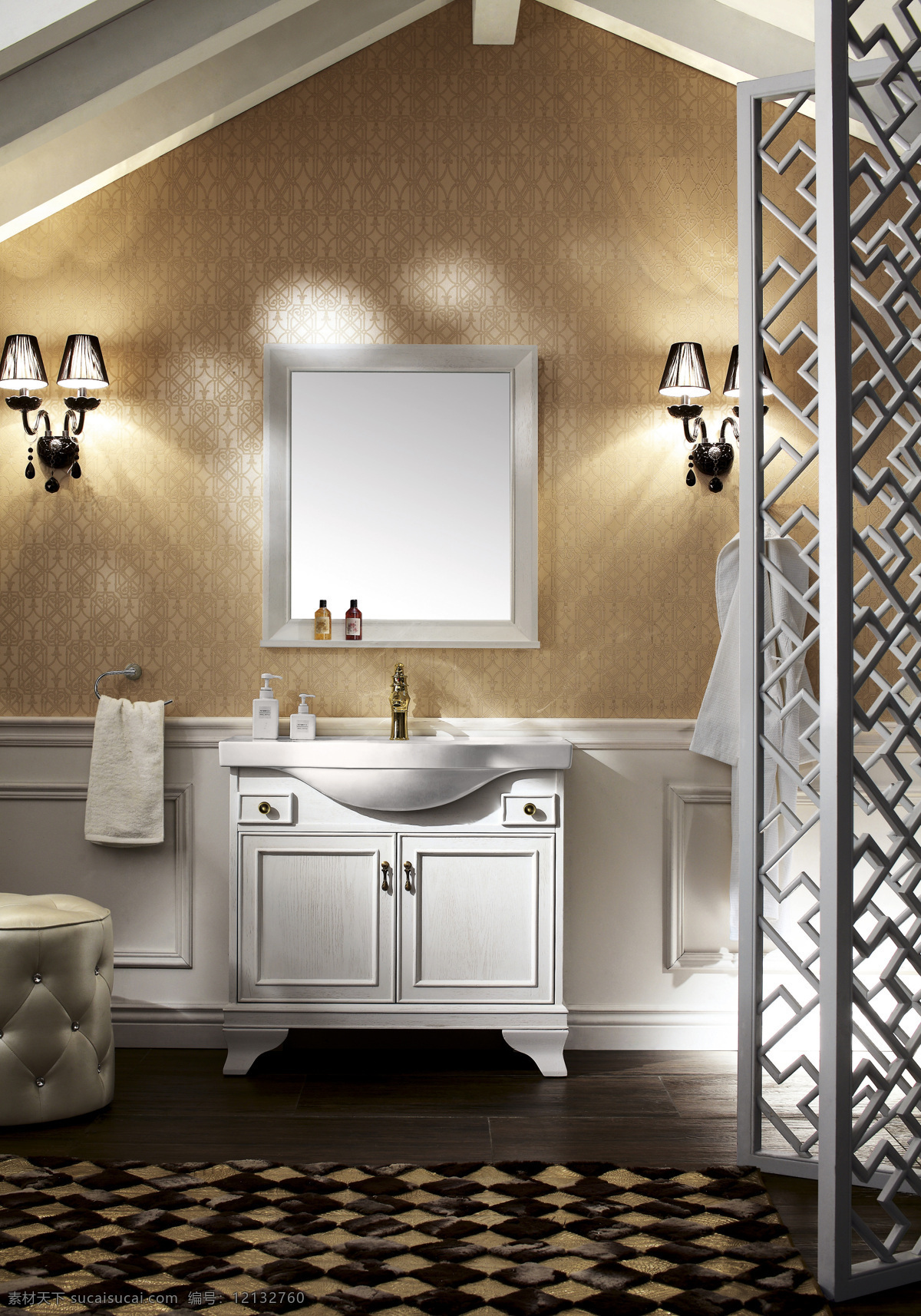 美式卫浴 卫生间效果图 美式浴室柜 效果图 卫生间