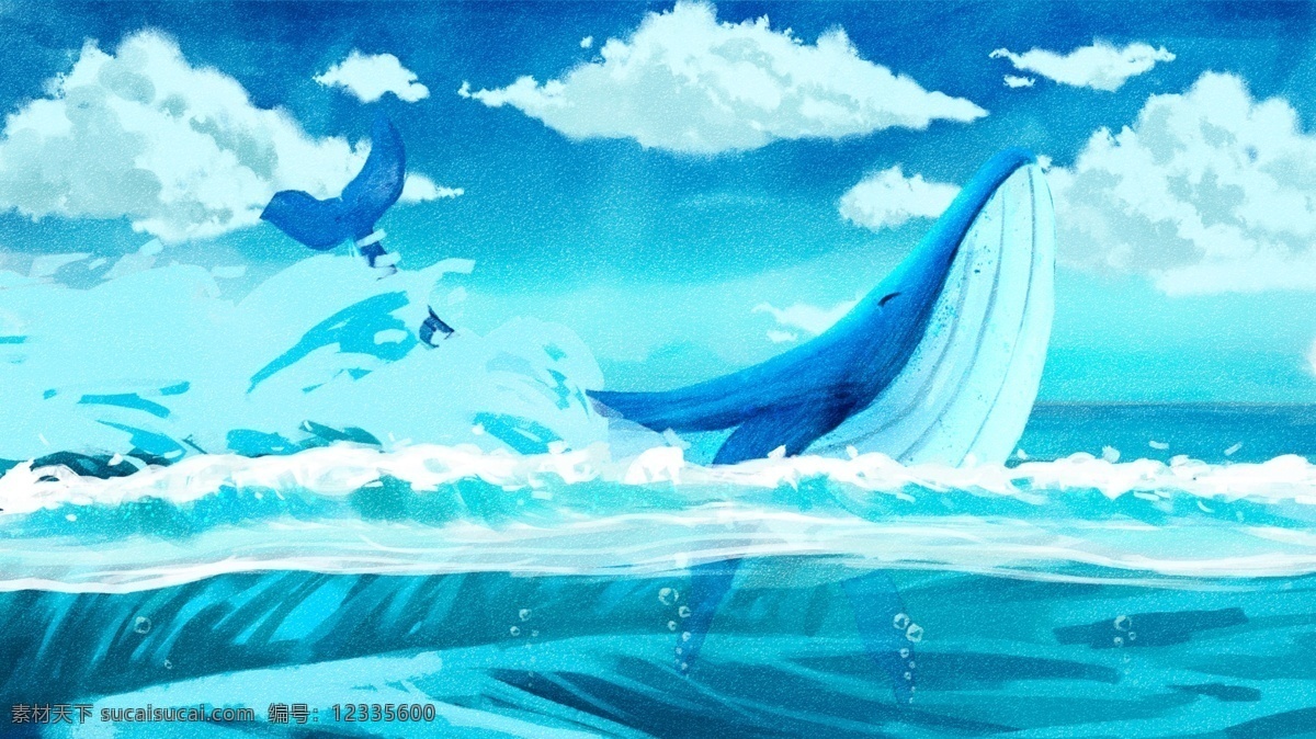 唯美 大海 鲸 梦游 仙境 治愈 系 插画 梦游仙境 治愈系 梦幻 大海与鲸