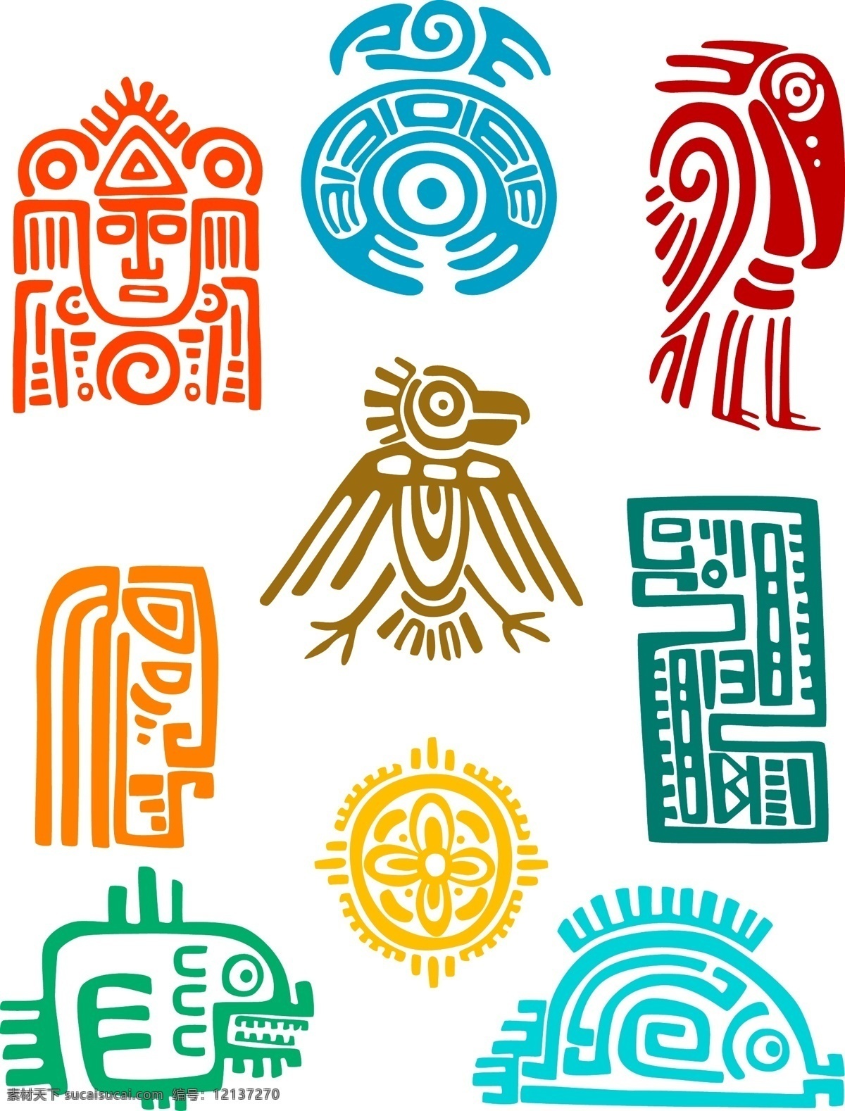 古典玛雅 图标设计 矢量素材 古老玛雅文化 的浮雕 墨西哥 古老文化 卡通浮雕 大丽菊 eps格式 图标 标签 标志图标 其他图标