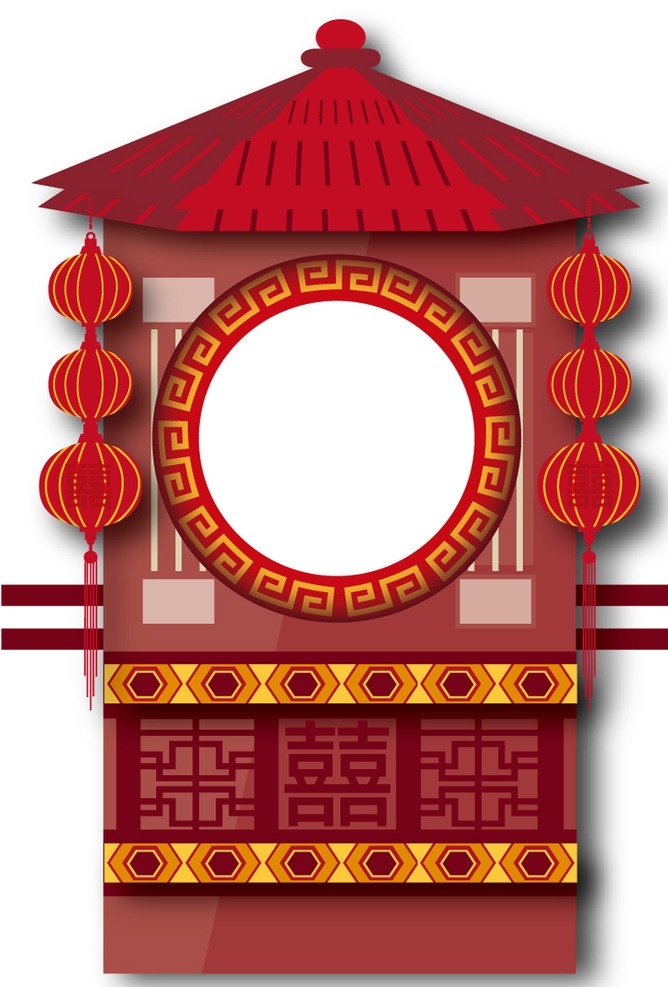 红色 花轿 剪贴 画 矢量 剪贴画 矢量素材 中国风 婚礼 文化艺术 节日庆祝
