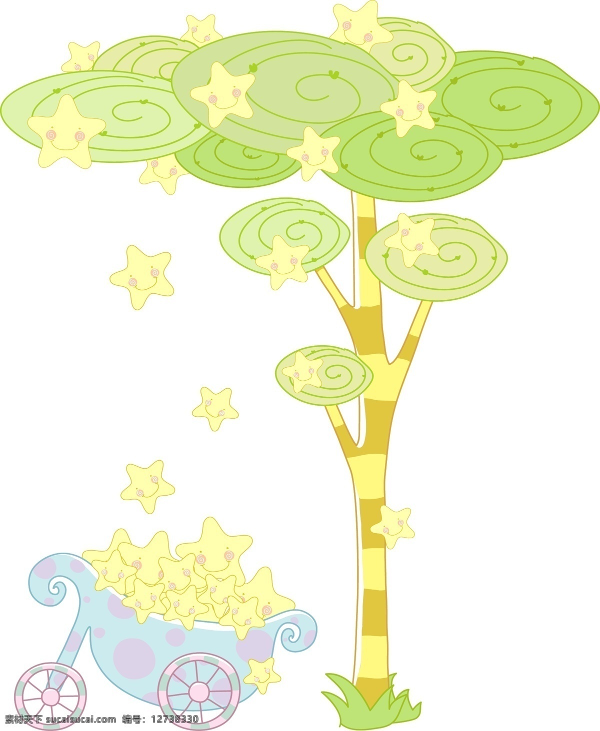 可爱 星星 树 插画 创意 童话 唯美 星星树 矢量图 其他矢量图